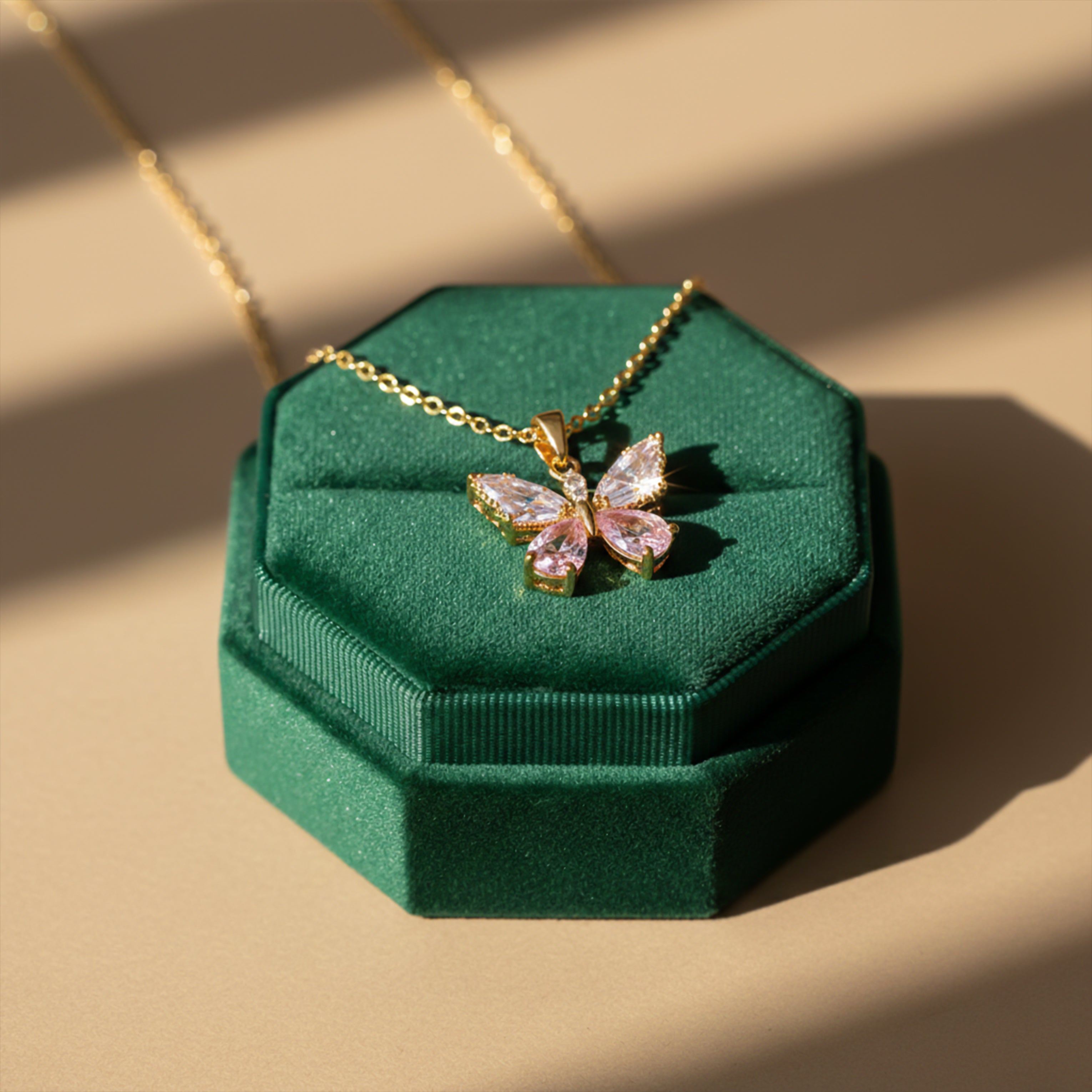 Dainty Butterfly Pendant Gold Necklace