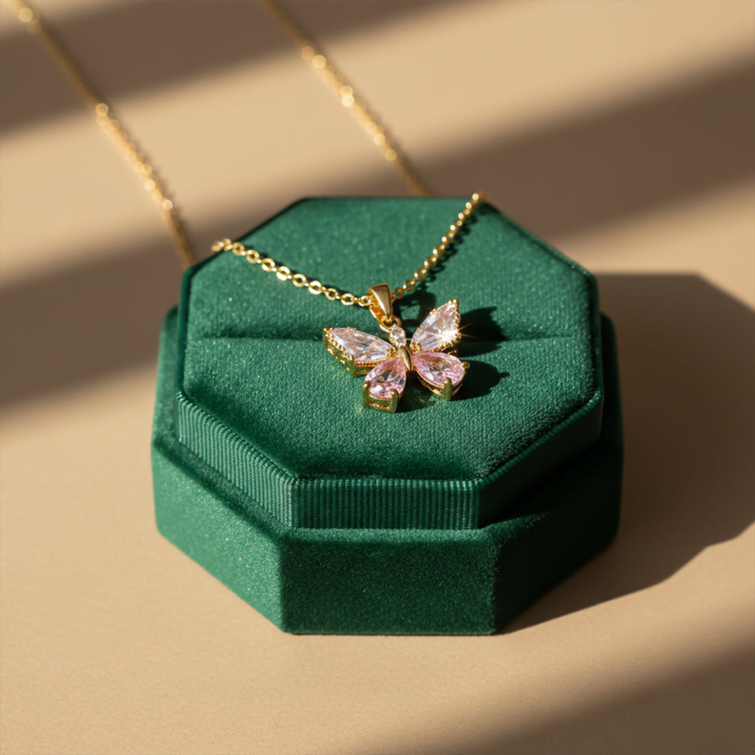 Dainty Butterfly Pendant Gold Necklace