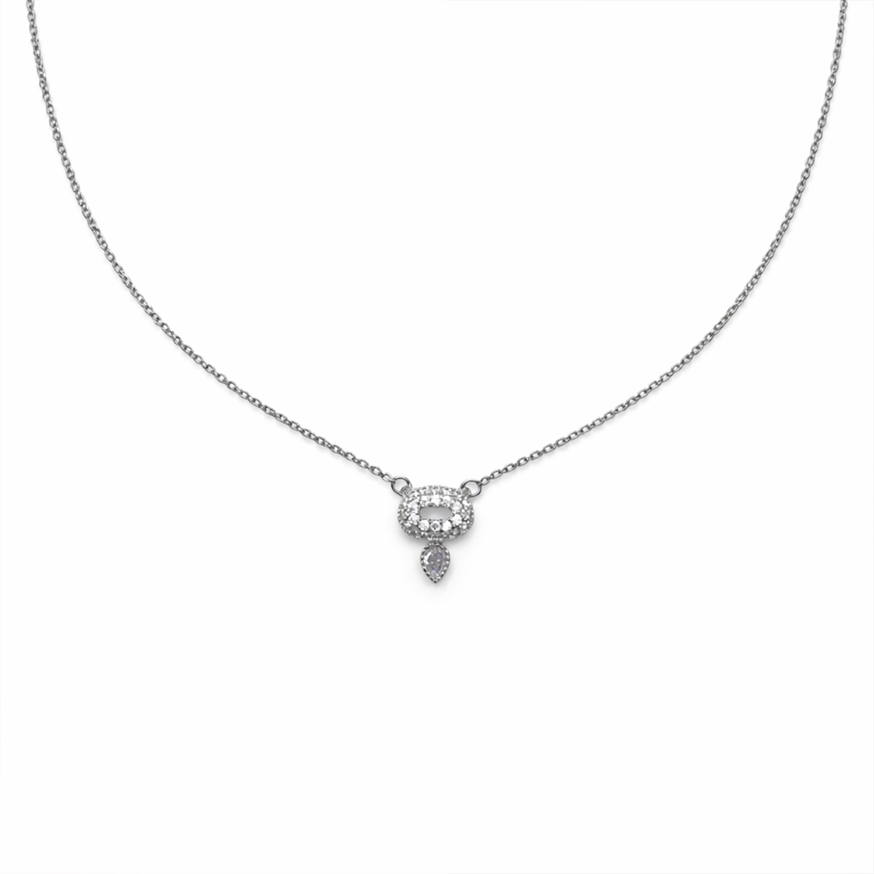 Luxury Halo Diamond Silver Necklace