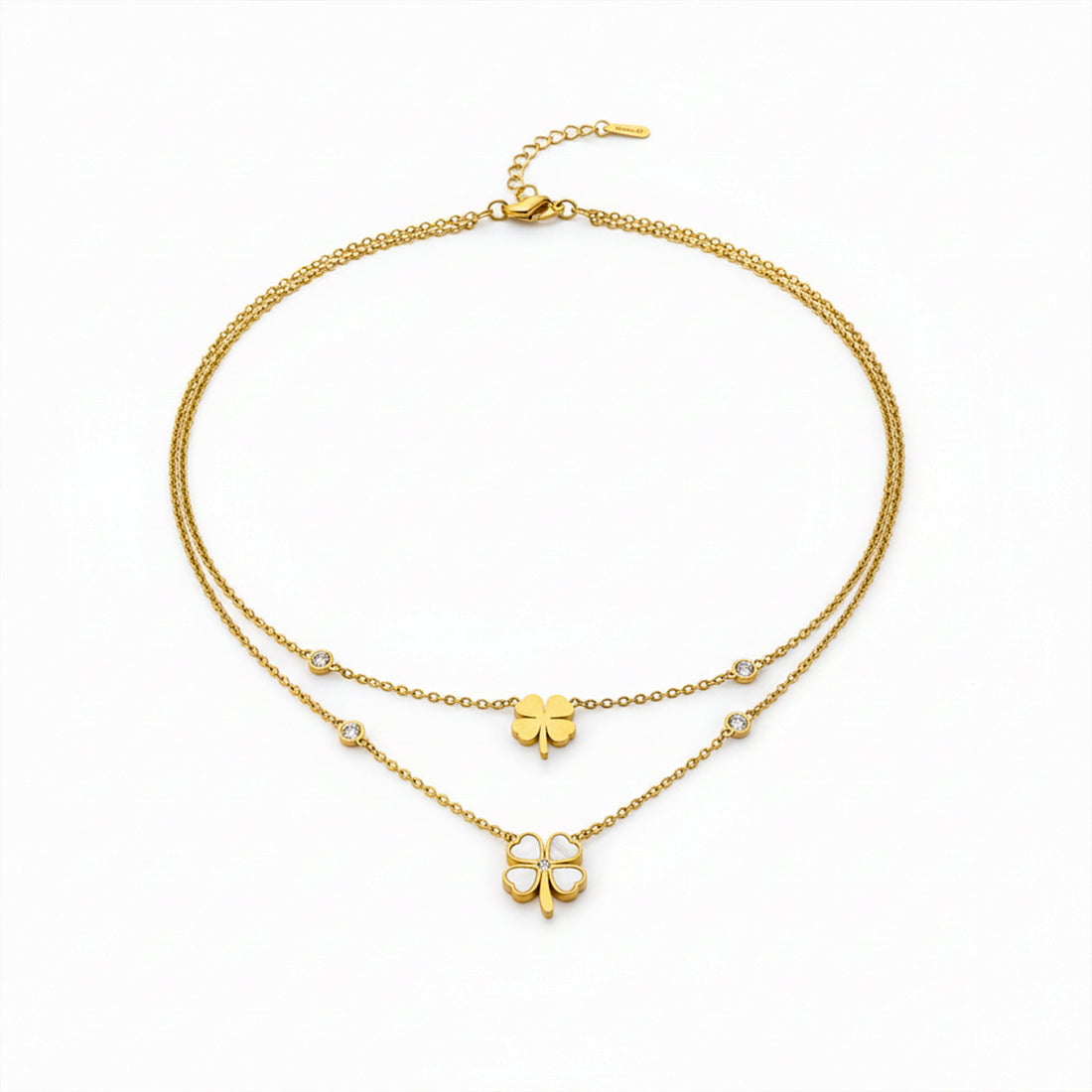 Minimal Clover Pendant Layered Necklace