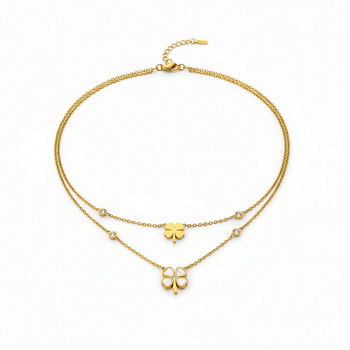 Minimal Clover Pendant Layered Necklace