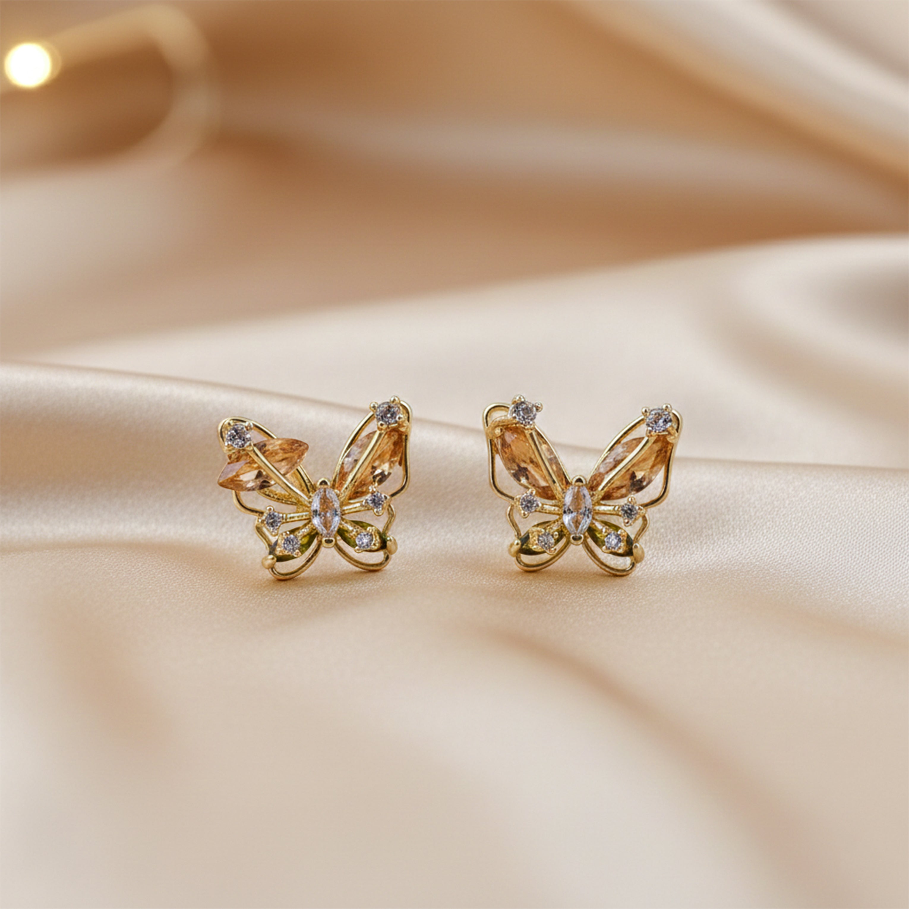 Luxury Crystal Butterfly Gold Earrings