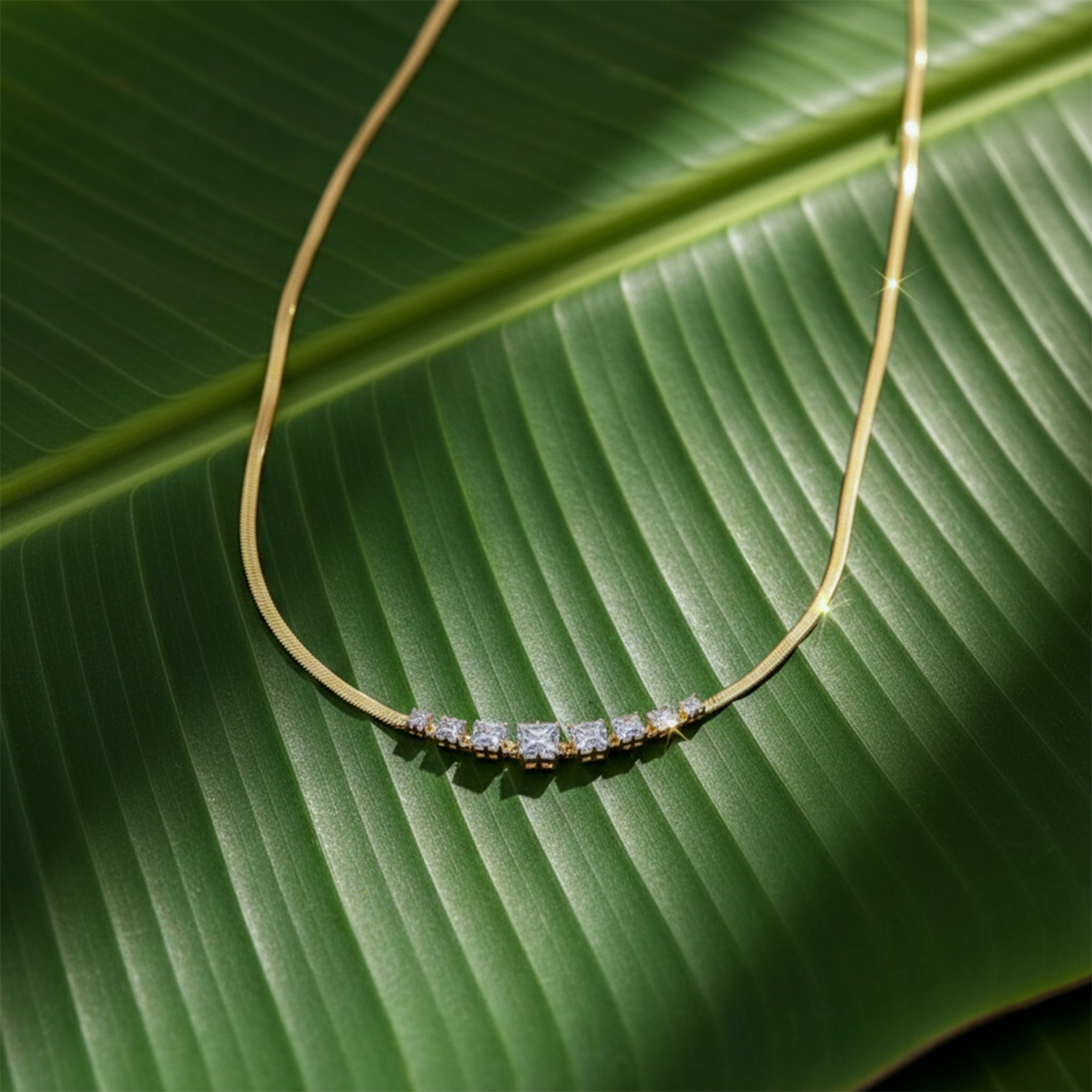 Celeste Diamond Curve Gold Necklace