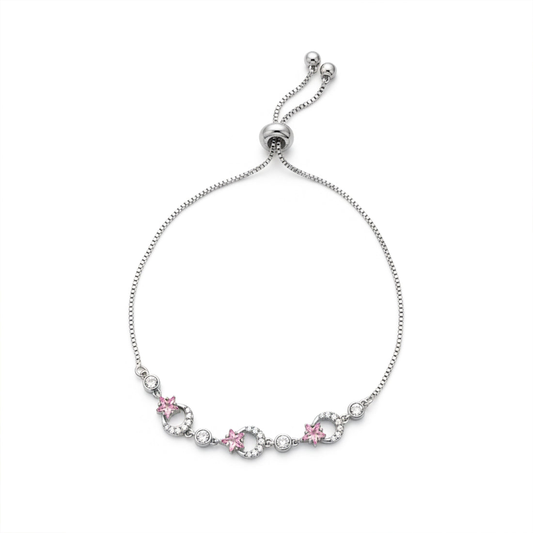 Starluxe Pink Crystal Halo Silver Bracelet