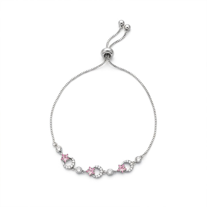 Starluxe Pink Crystal Halo Silver Bracelet