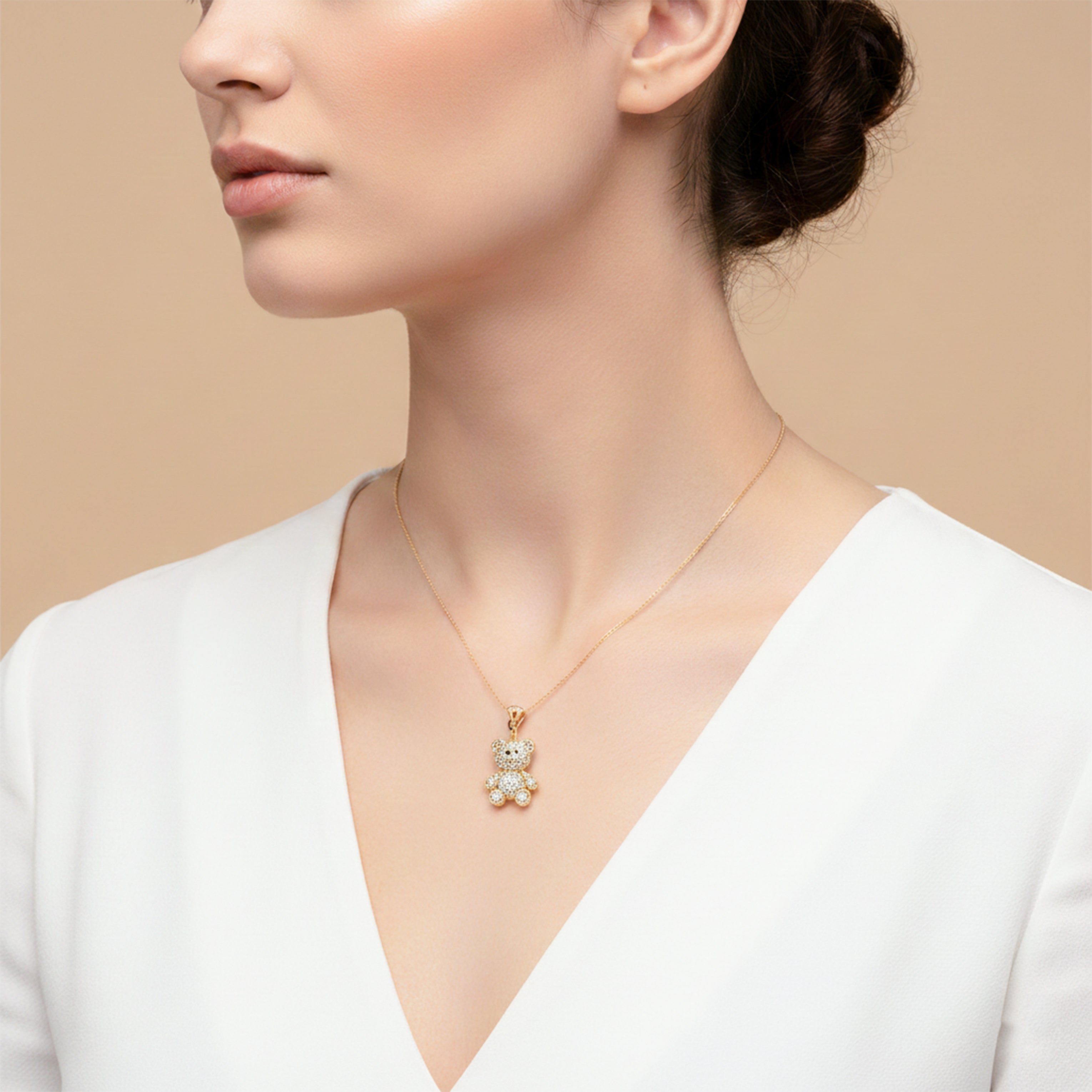 Luxpenny Teddy Crystal Pendant Necklace