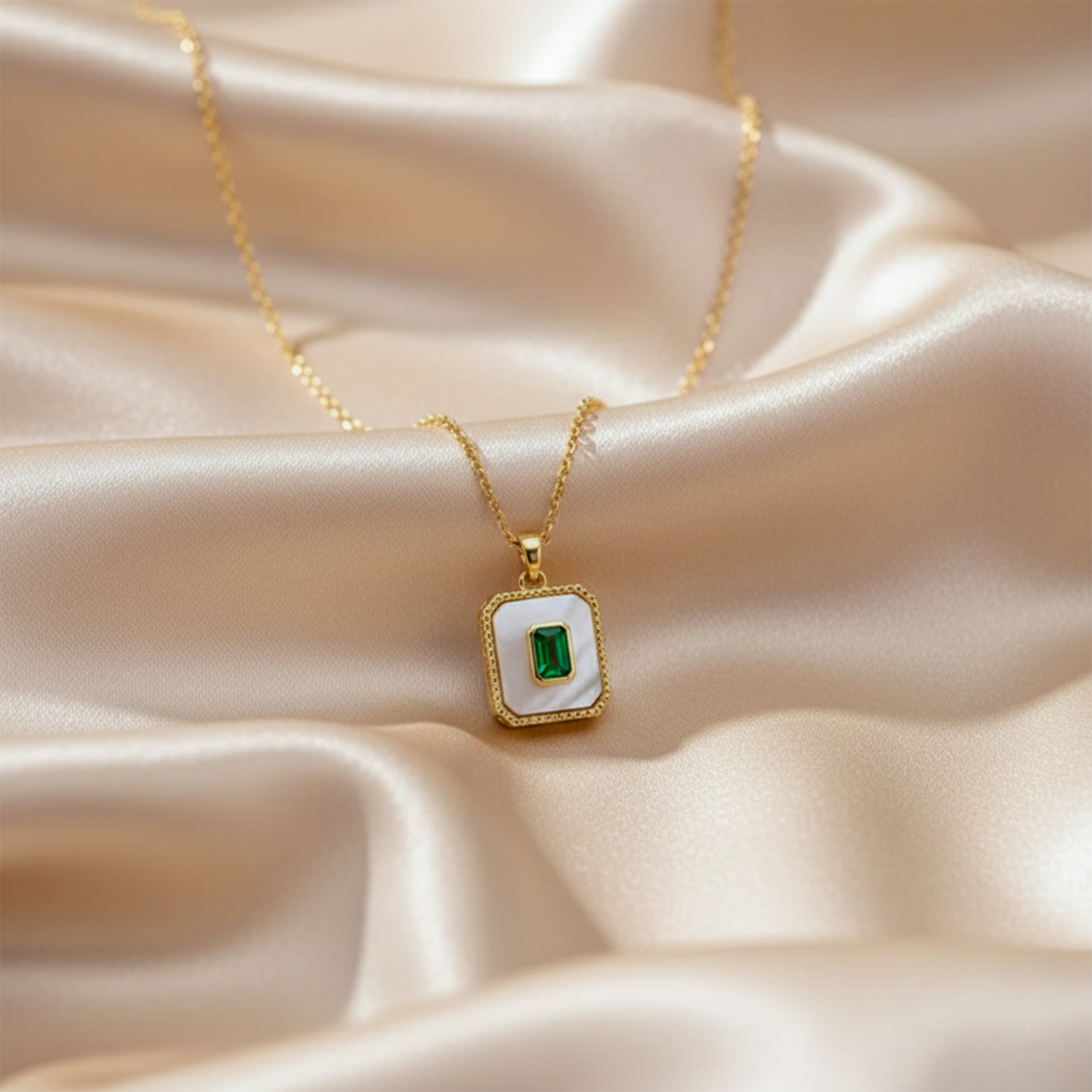 Celestine Royal Green Stone Gold Necklace