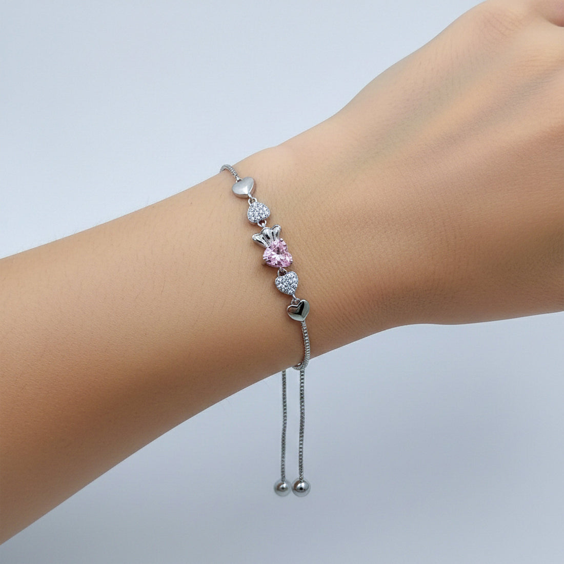 Cupid’s Pink Heart Diamond Bracelet