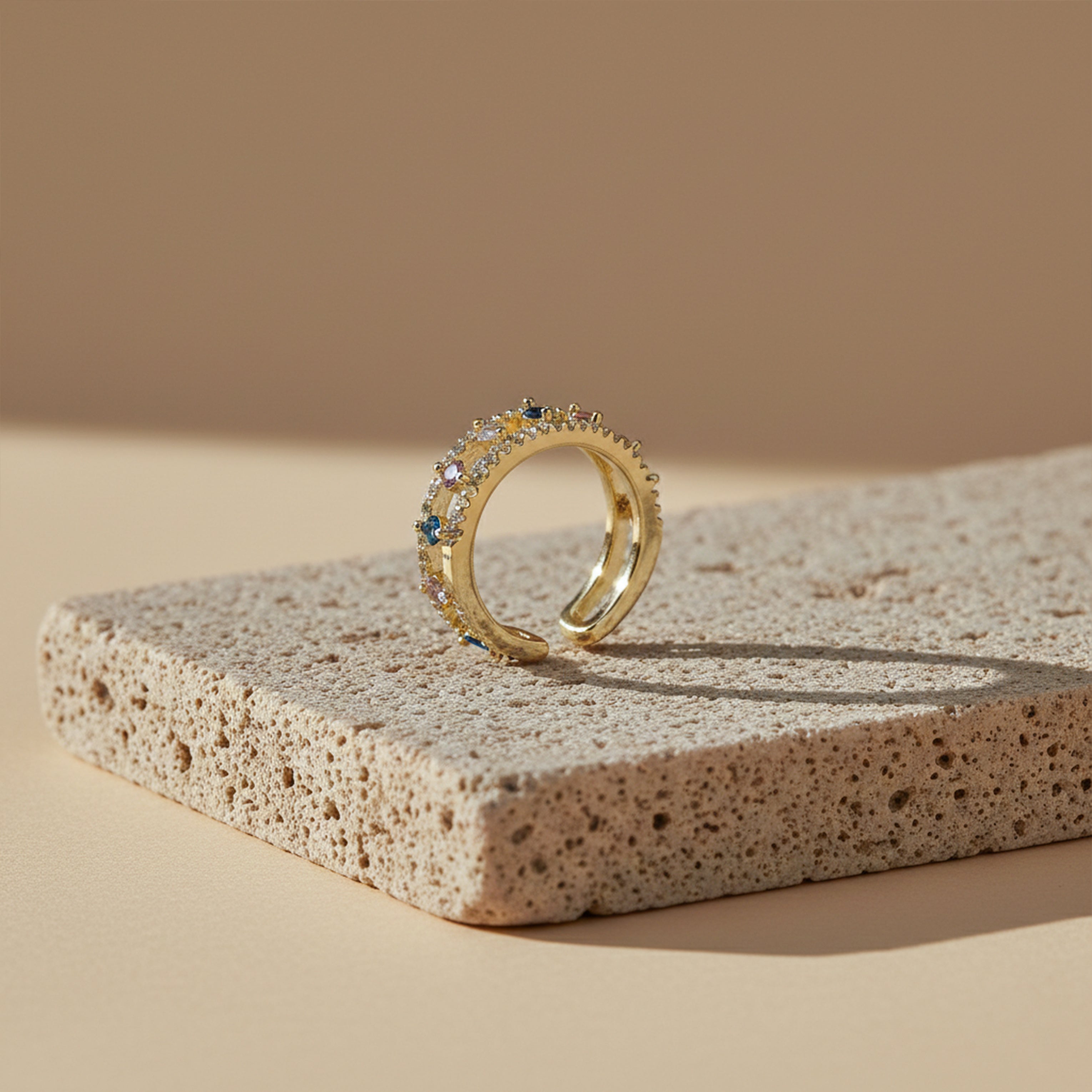 Multicolor Gemstone Open Band Ring