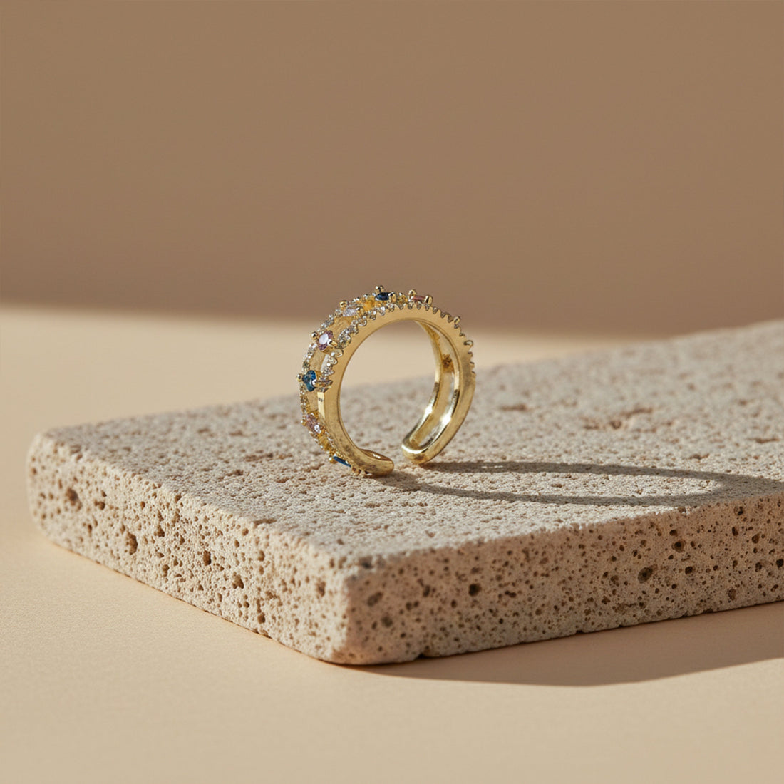 Multicolor Gemstone Open Band Ring