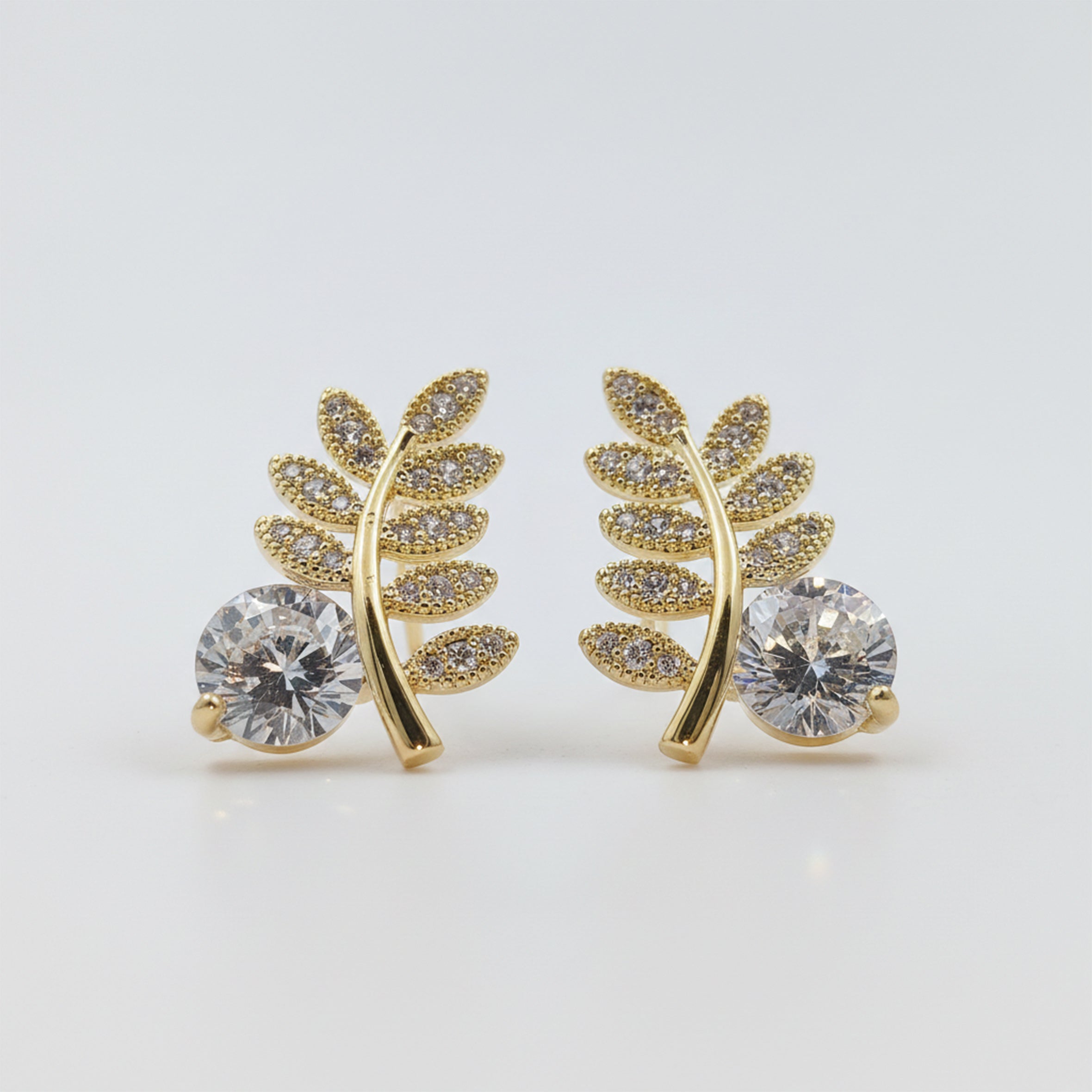 Leaf Solitaire Earrings