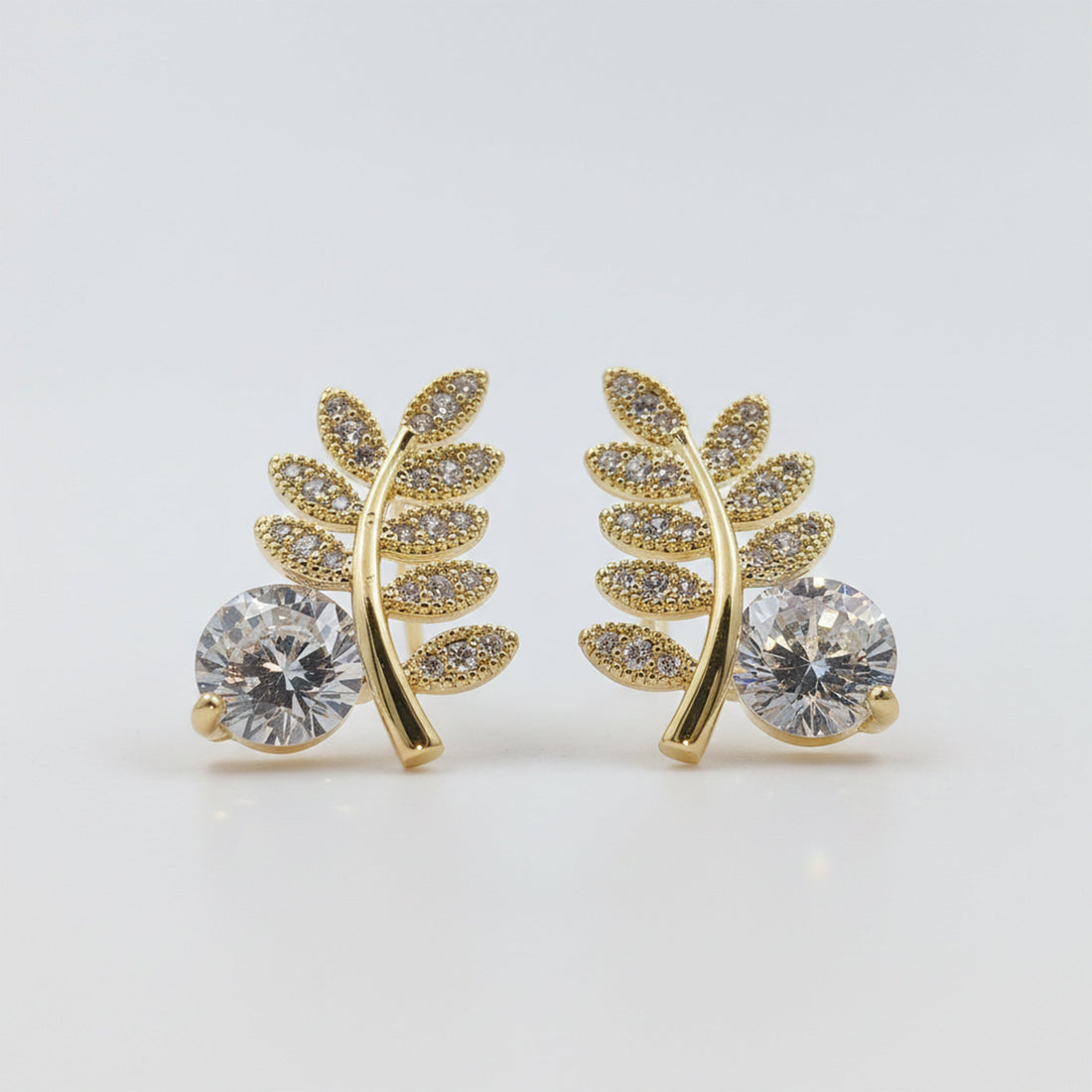 Leaf Solitaire Earrings