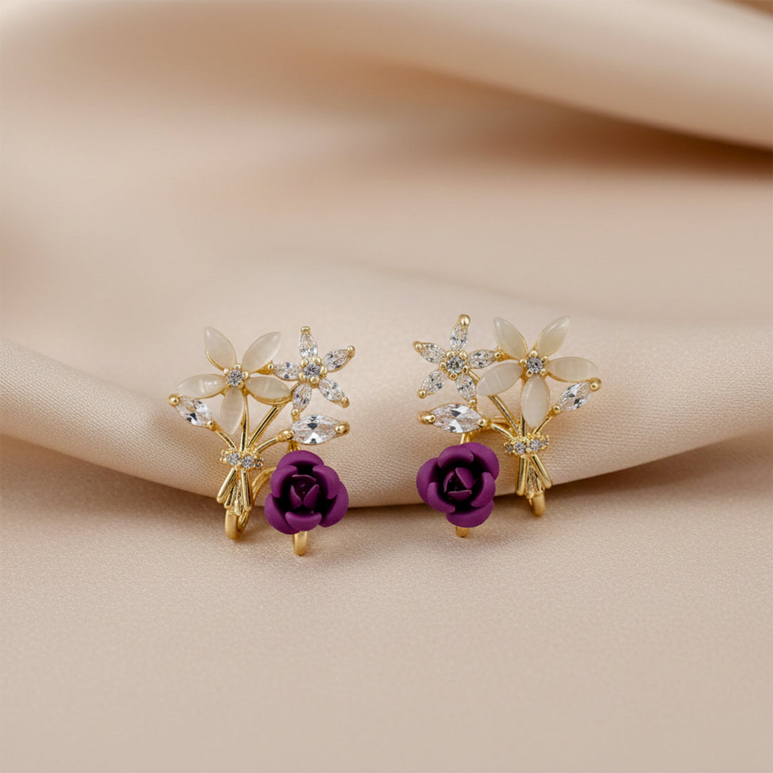 Premium Crystal Purple Stud Earrings