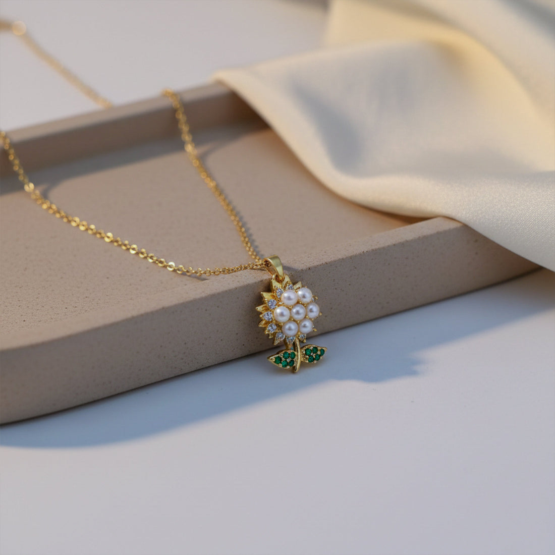 Sunflower Gold Pendant Necklace