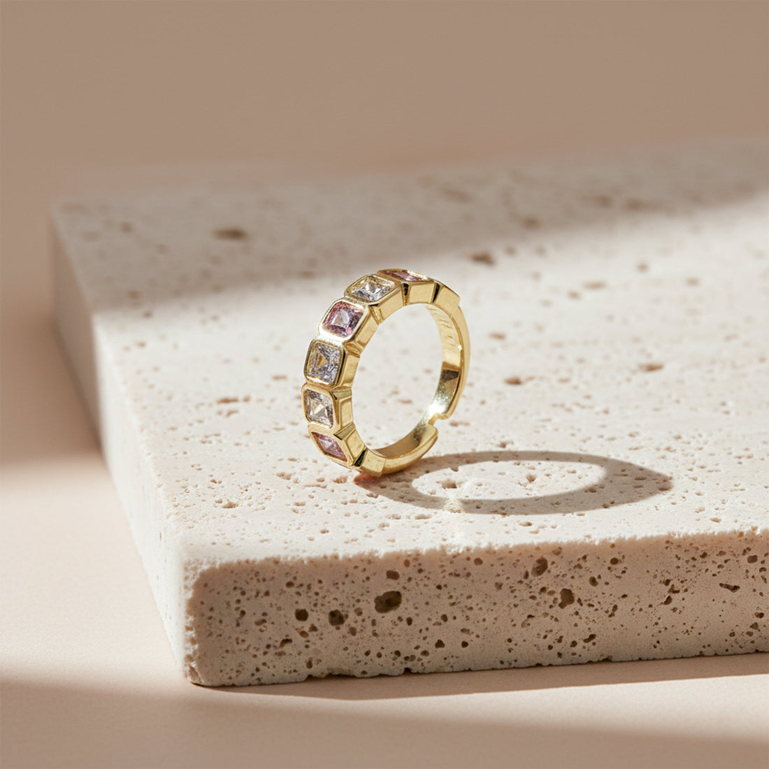 Luxe Princess Cut Eternity Gold Ring