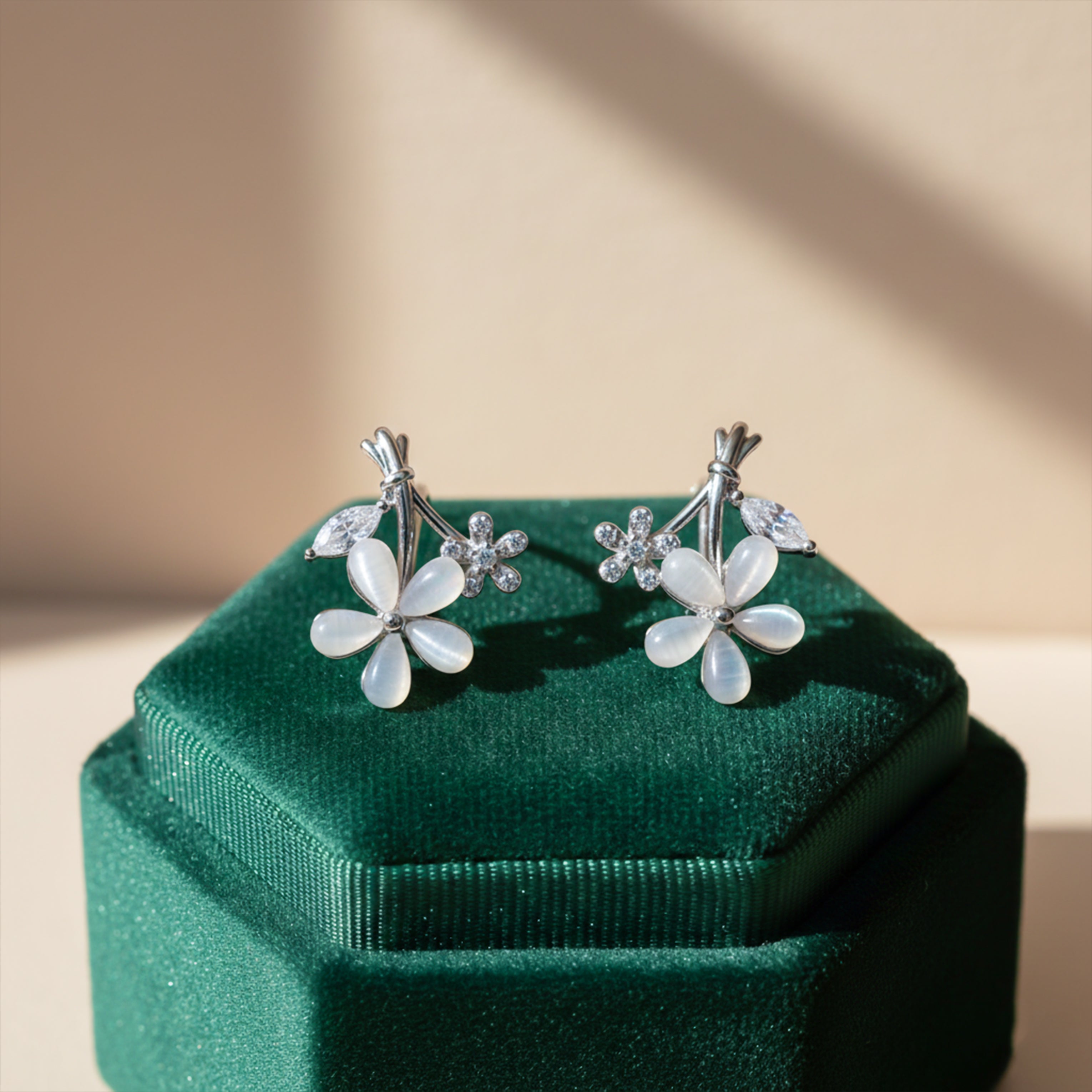 Ivory Blossom Crystal Luxe Stud Earrings