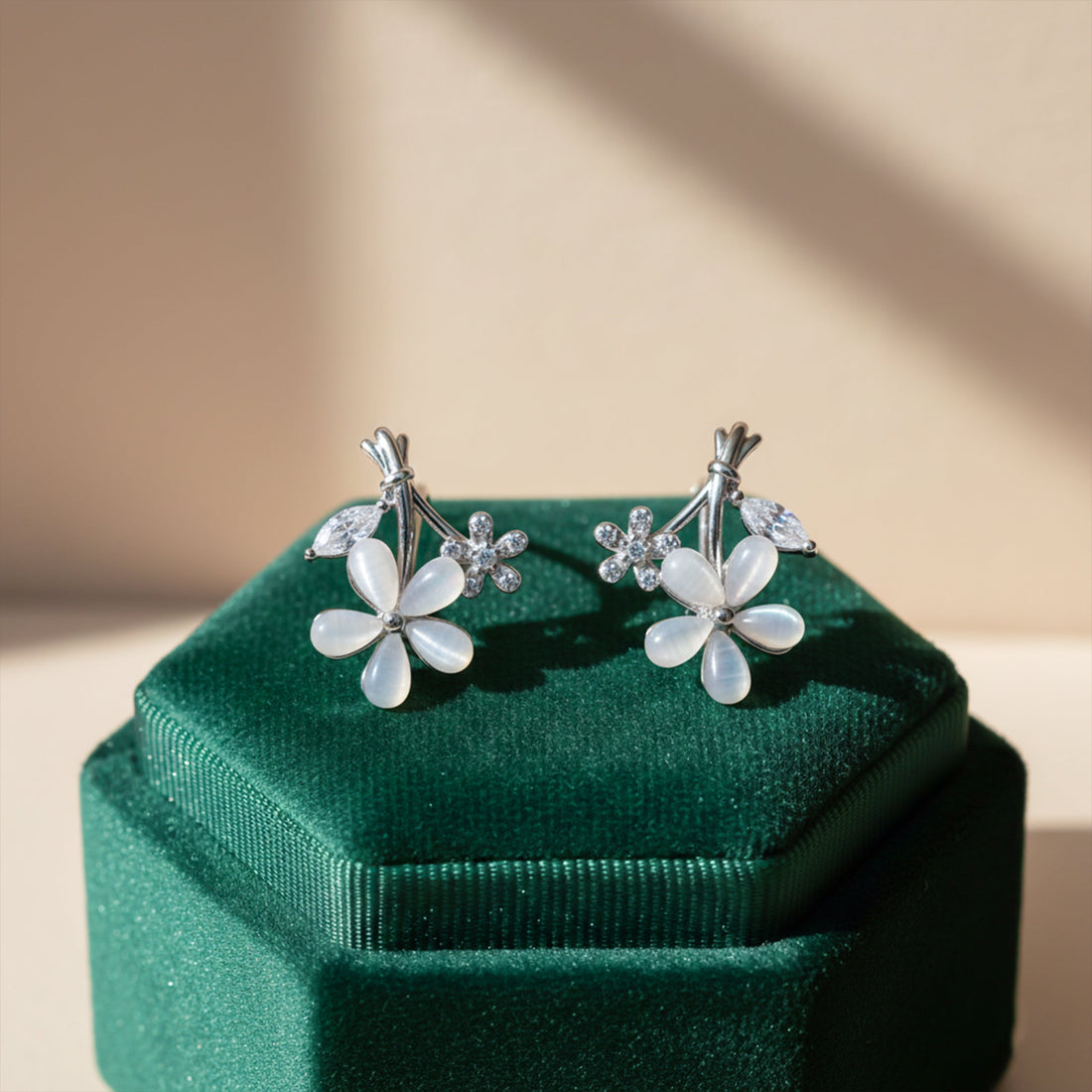 Ivory Blossom Crystal Luxe Stud Earrings