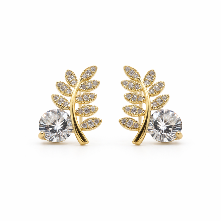 Leaf Solitaire Earrings