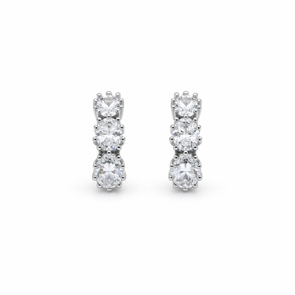 Eterna Glow Triple Diamond Hoops