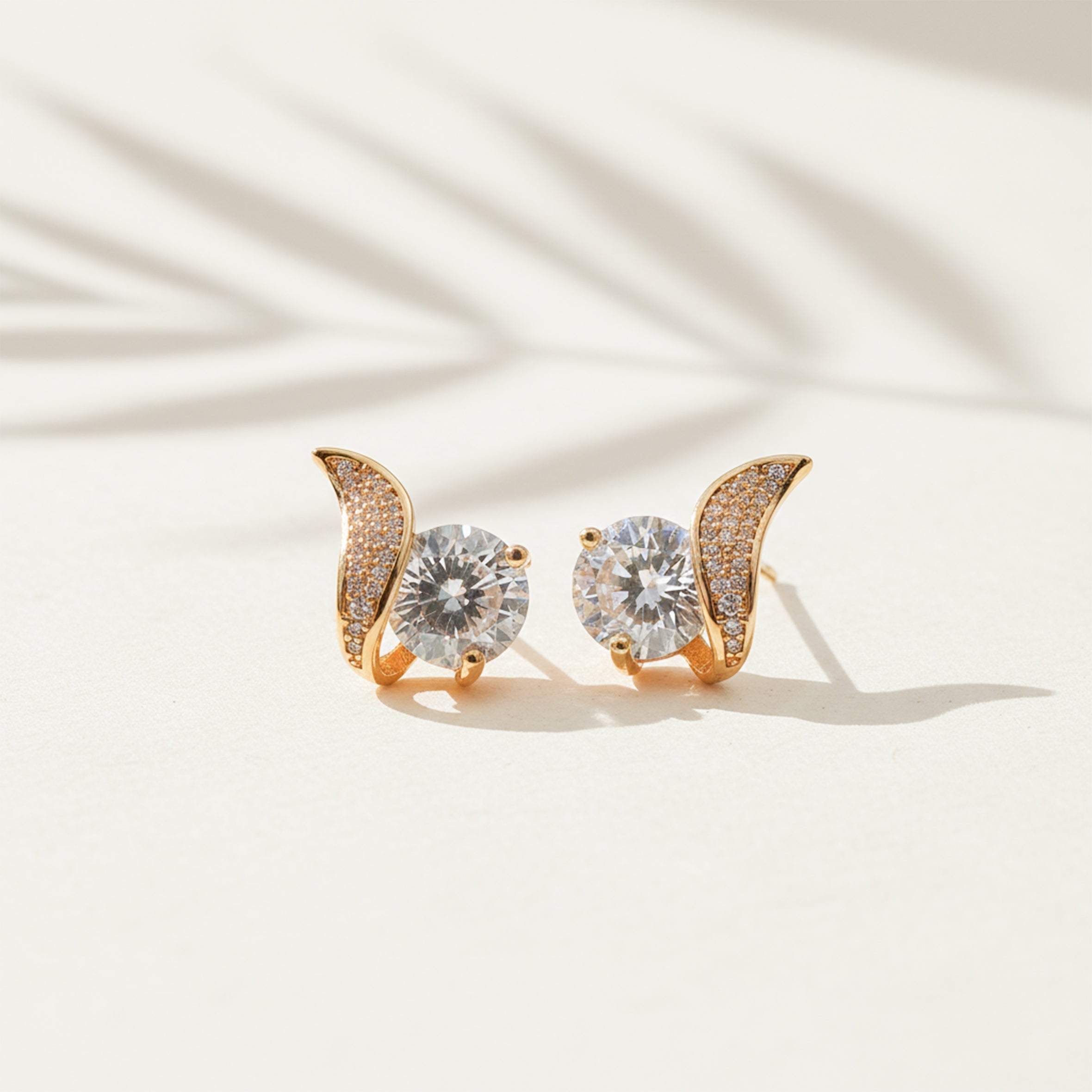 Crescent Diamond Glow Stud Earrings