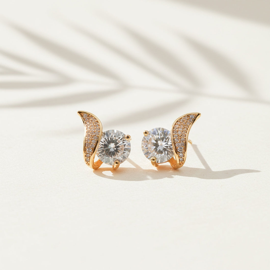 Crescent Diamond Glow Stud Earrings