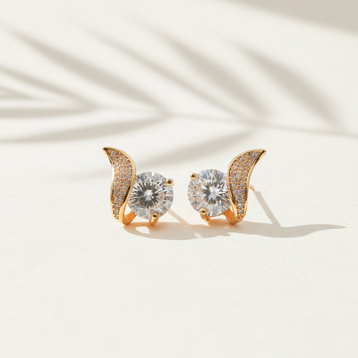 Crescent Diamond Glow Stud Earrings