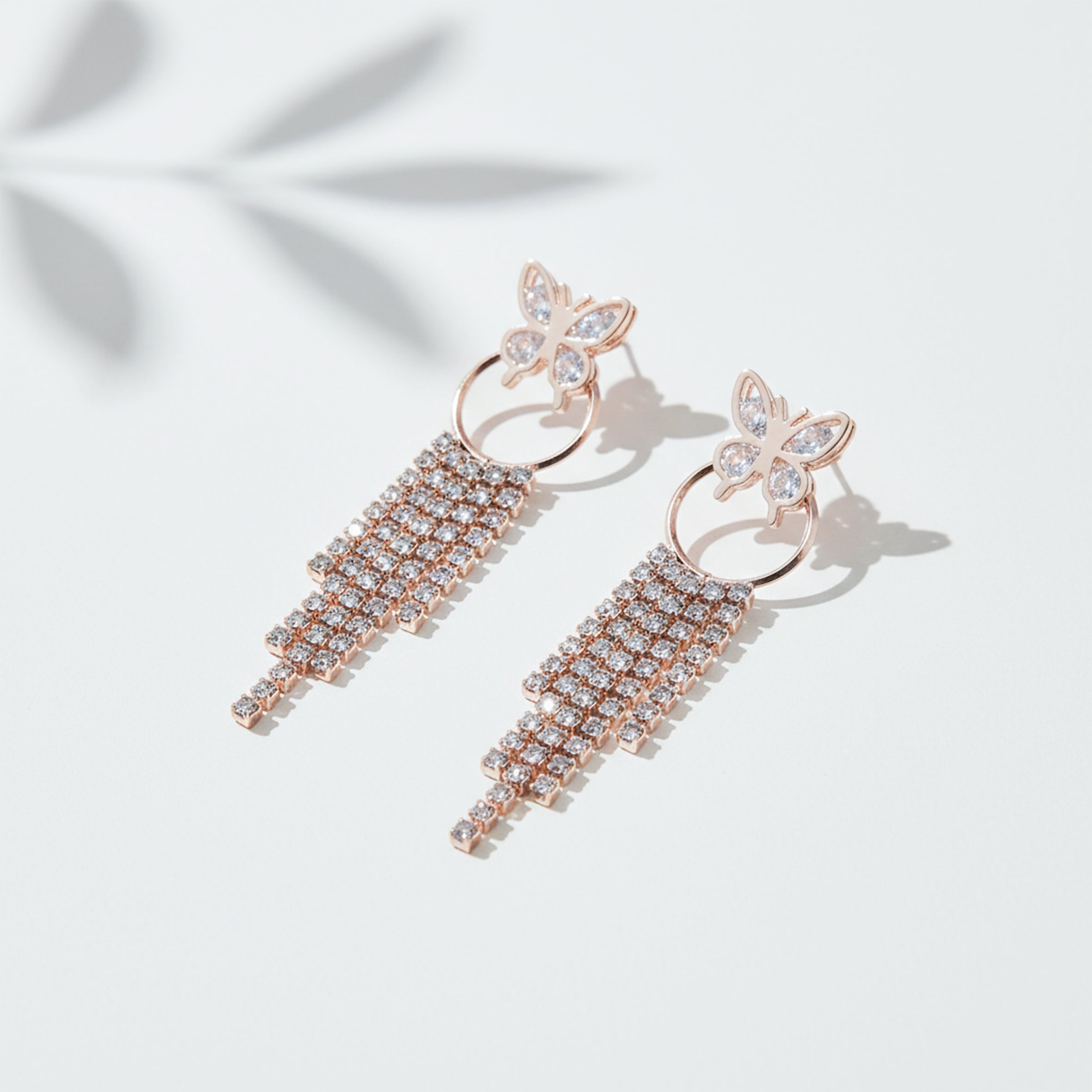 Butterfly Crystal Tassel Earrings