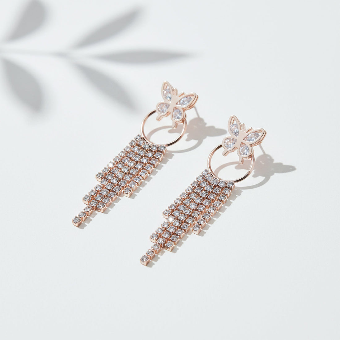 Butterfly Crystal Tassel Earrings