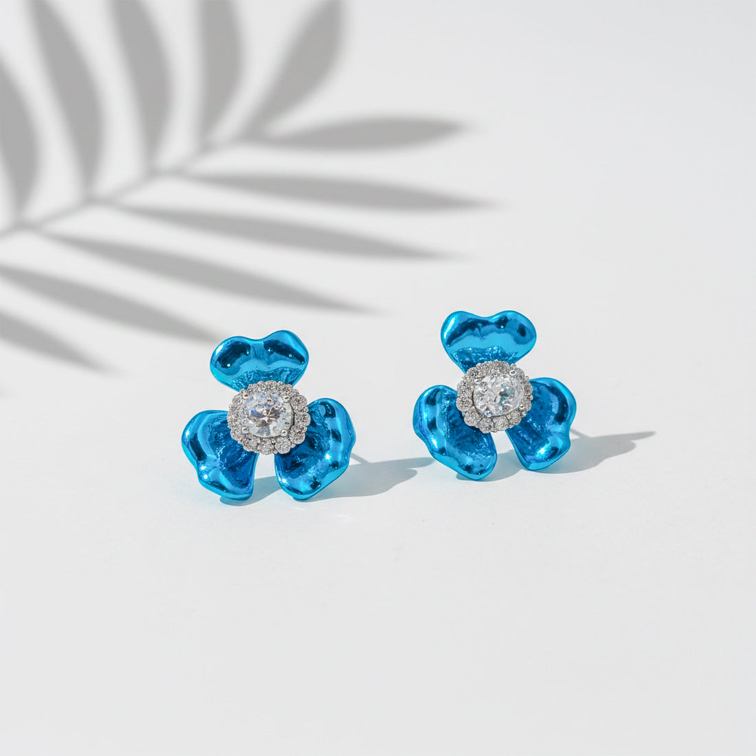 Elite Blue Crystal Bloom Earrings