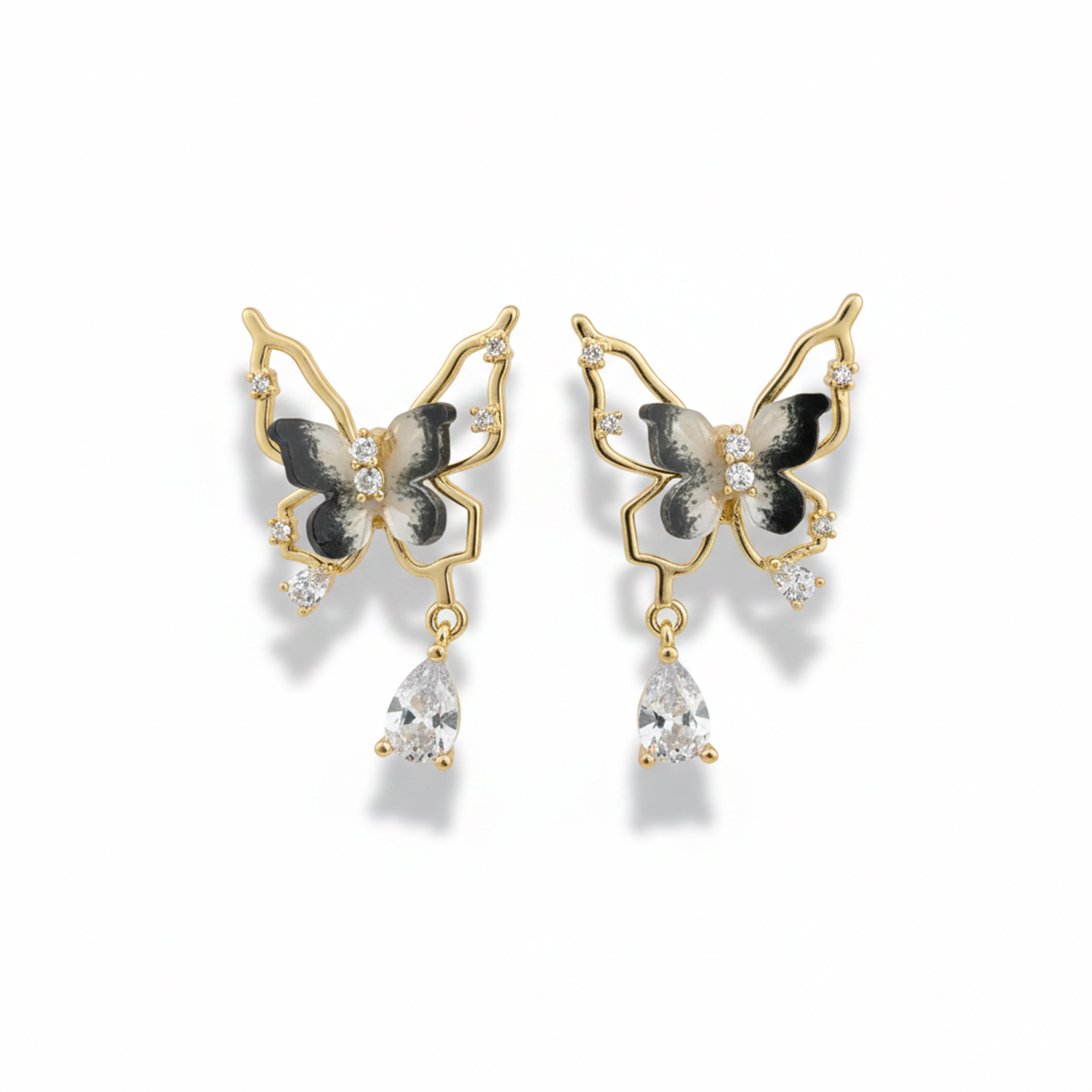Elegant Noir Butterfly Earrings