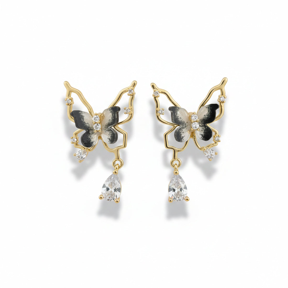 Elegant Noir Butterfly Earrings