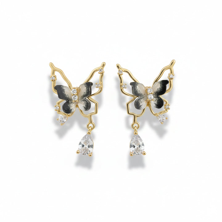 Elegant Noir Butterfly Earrings