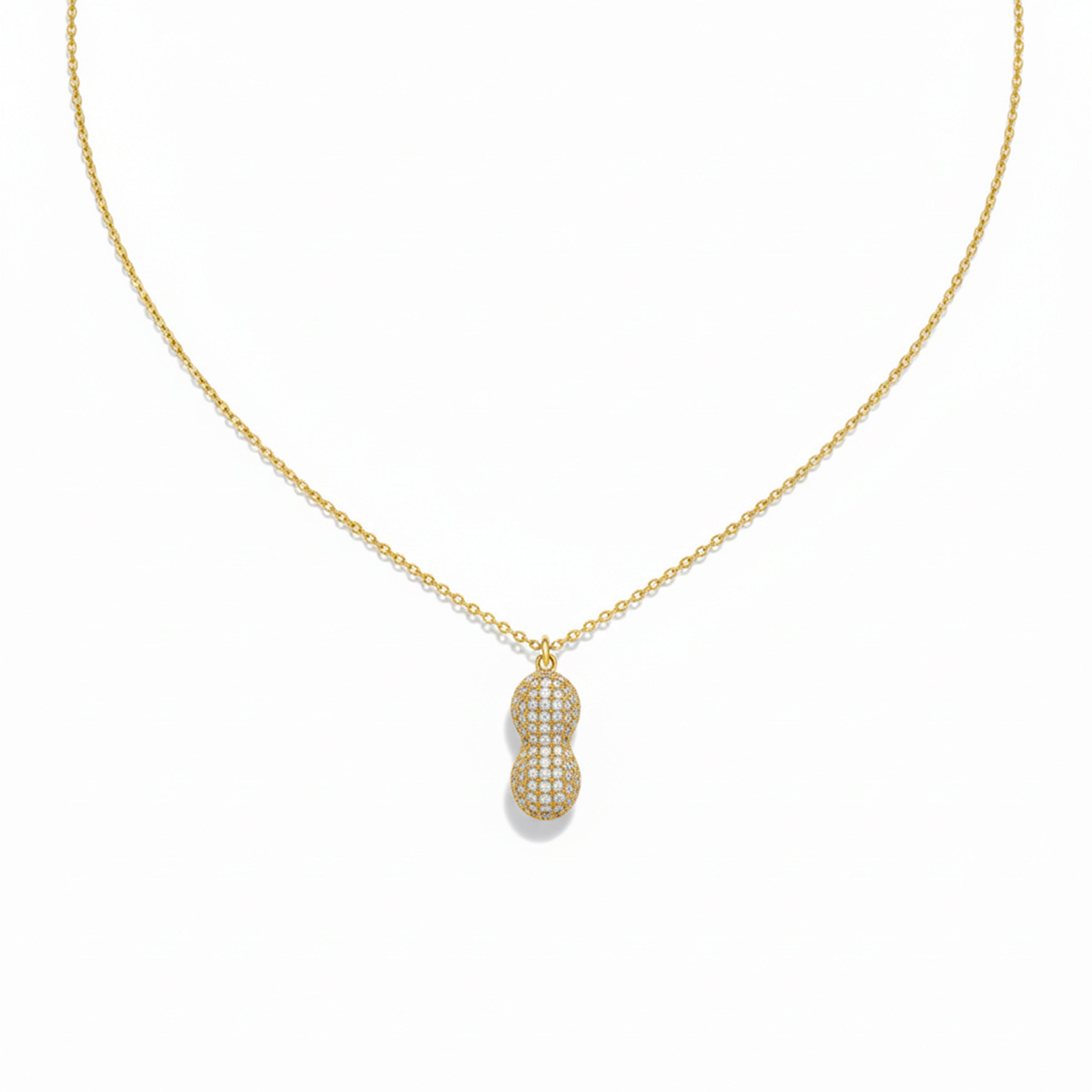 Golden Peanut Pearl Pendant Necklace
