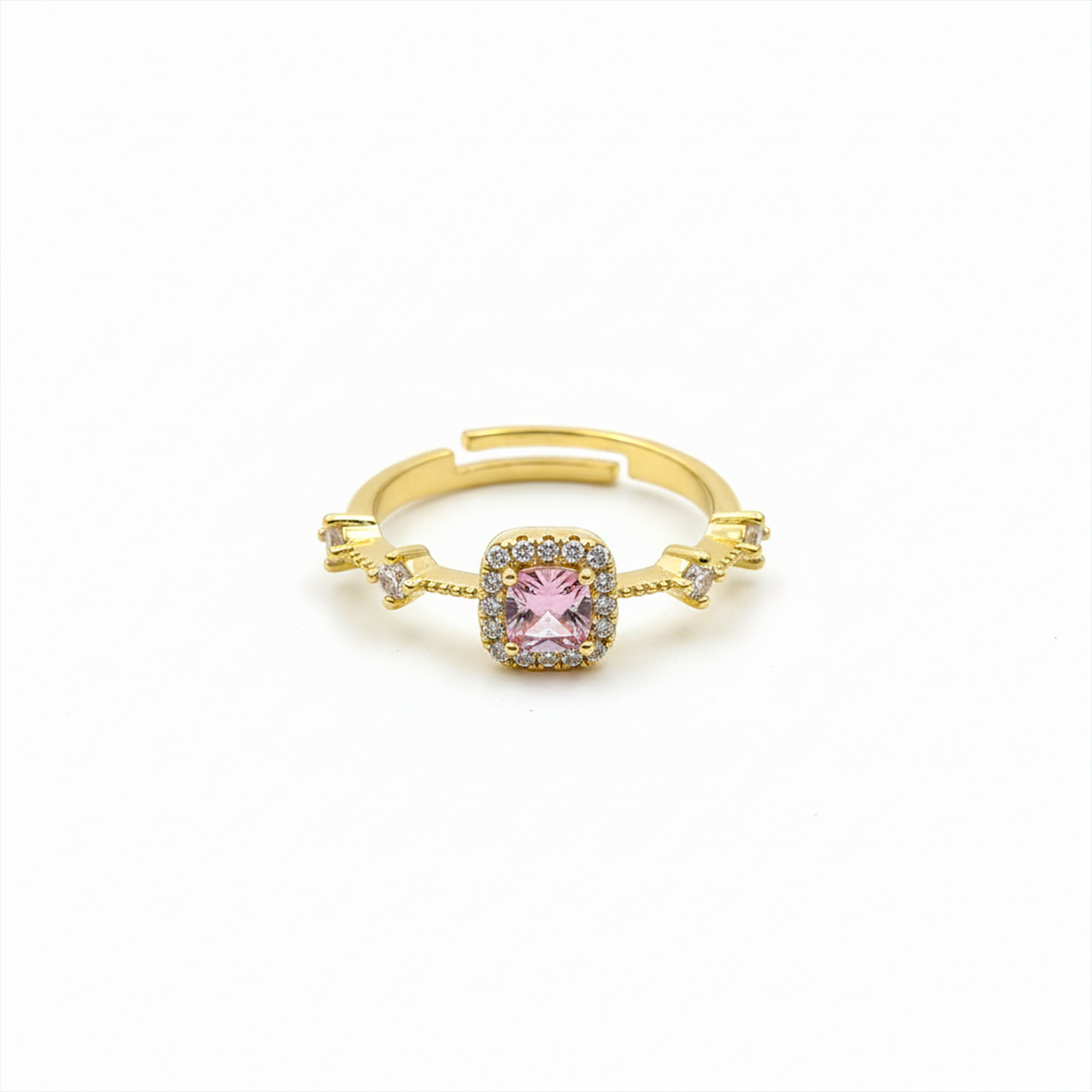 Majestic Pink Gemstone Halo Ring