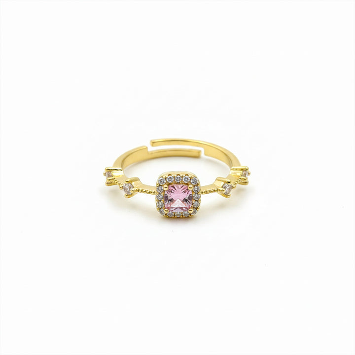 Majestic Pink Gemstone Halo Ring
