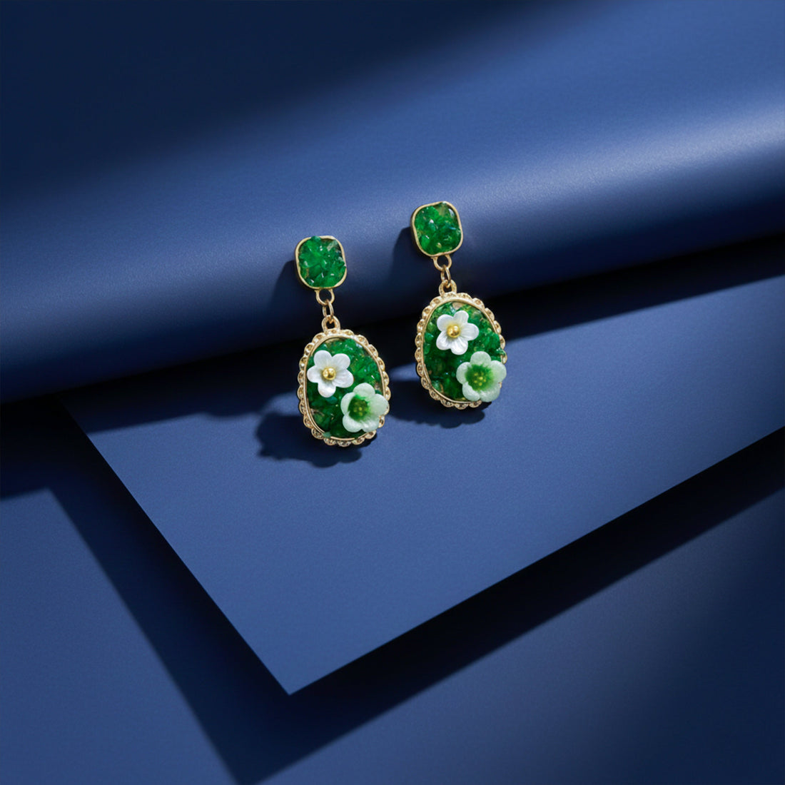 Verdant Blossom Luxe Statement Earrings