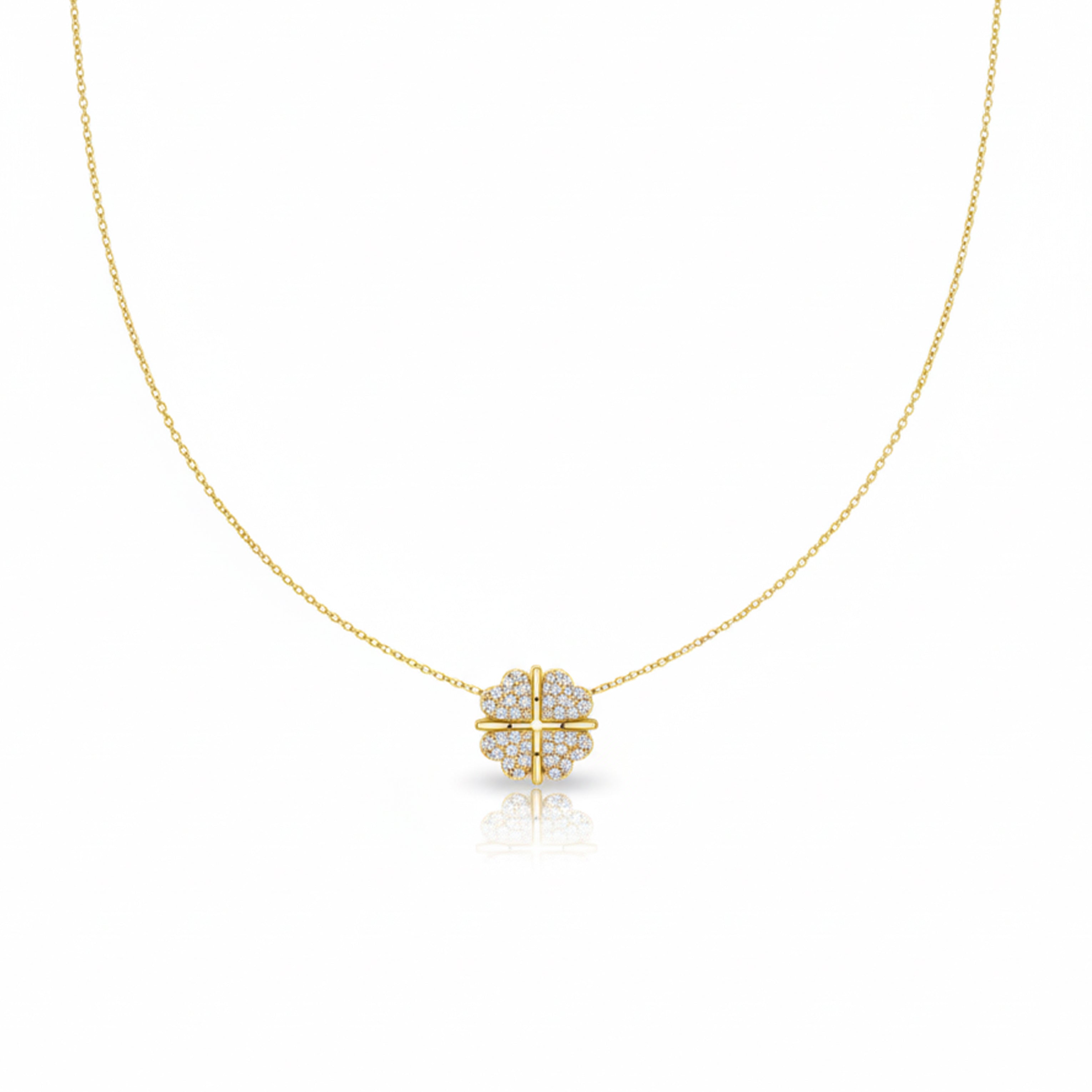 Lucky Clover Diamond Pendant Necklace