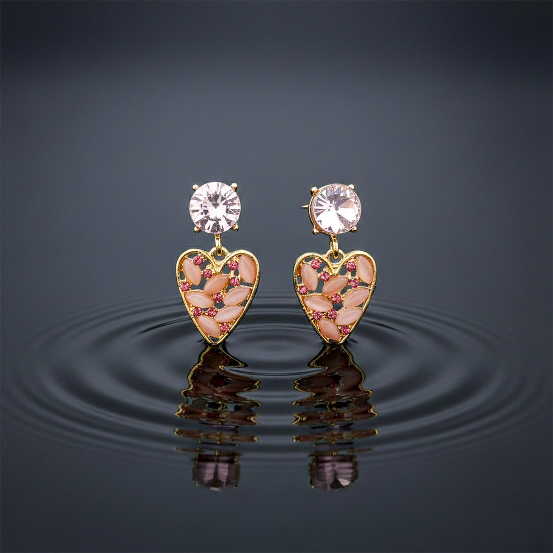 Rosé Crystal Heart Earrings