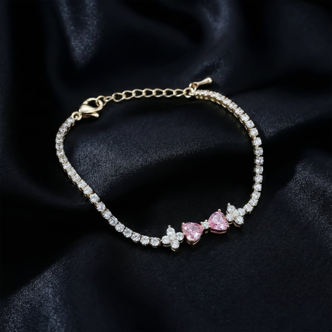 Aurora Pink Diamond Bow Bracelet