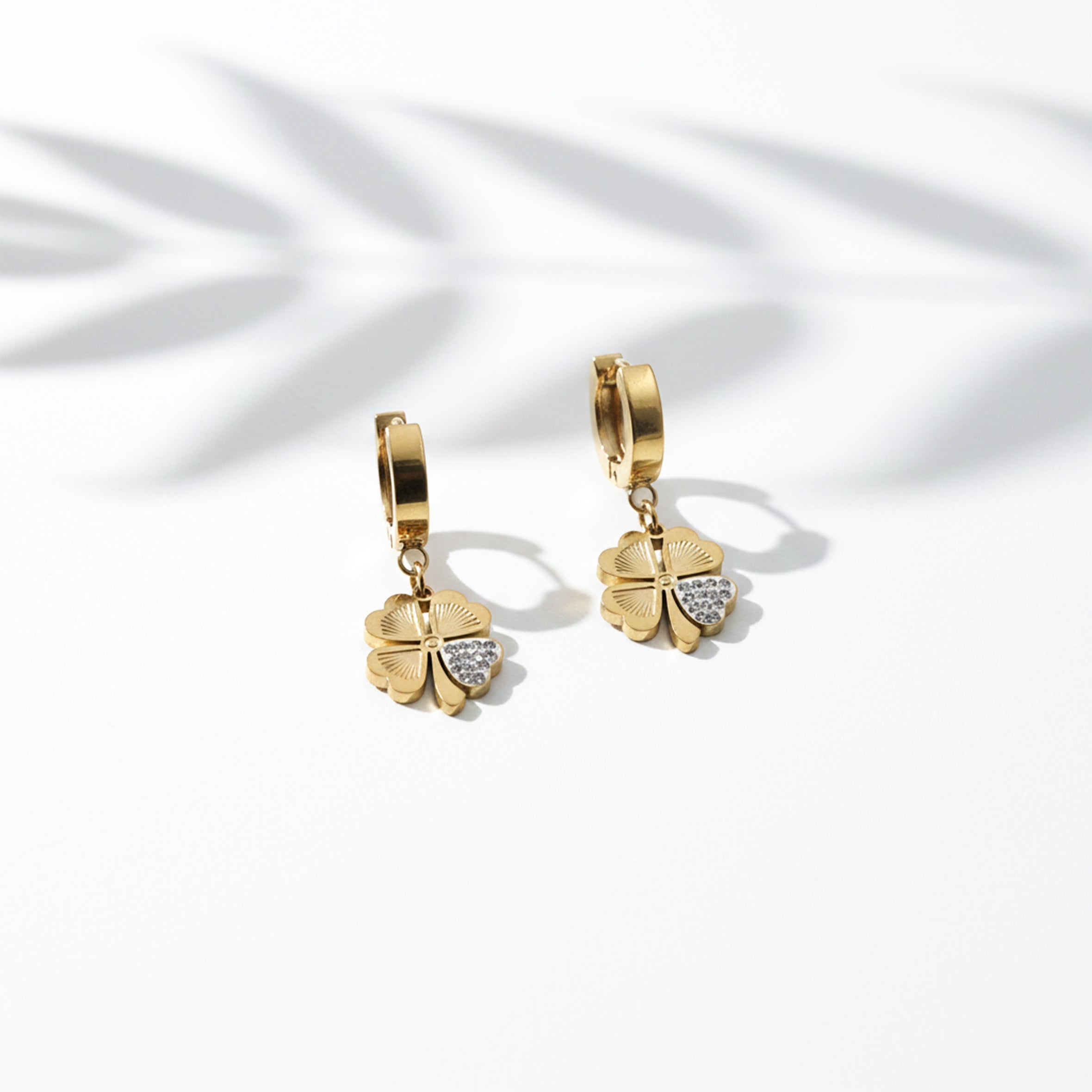 Luck Clover Gold Drop Earrings