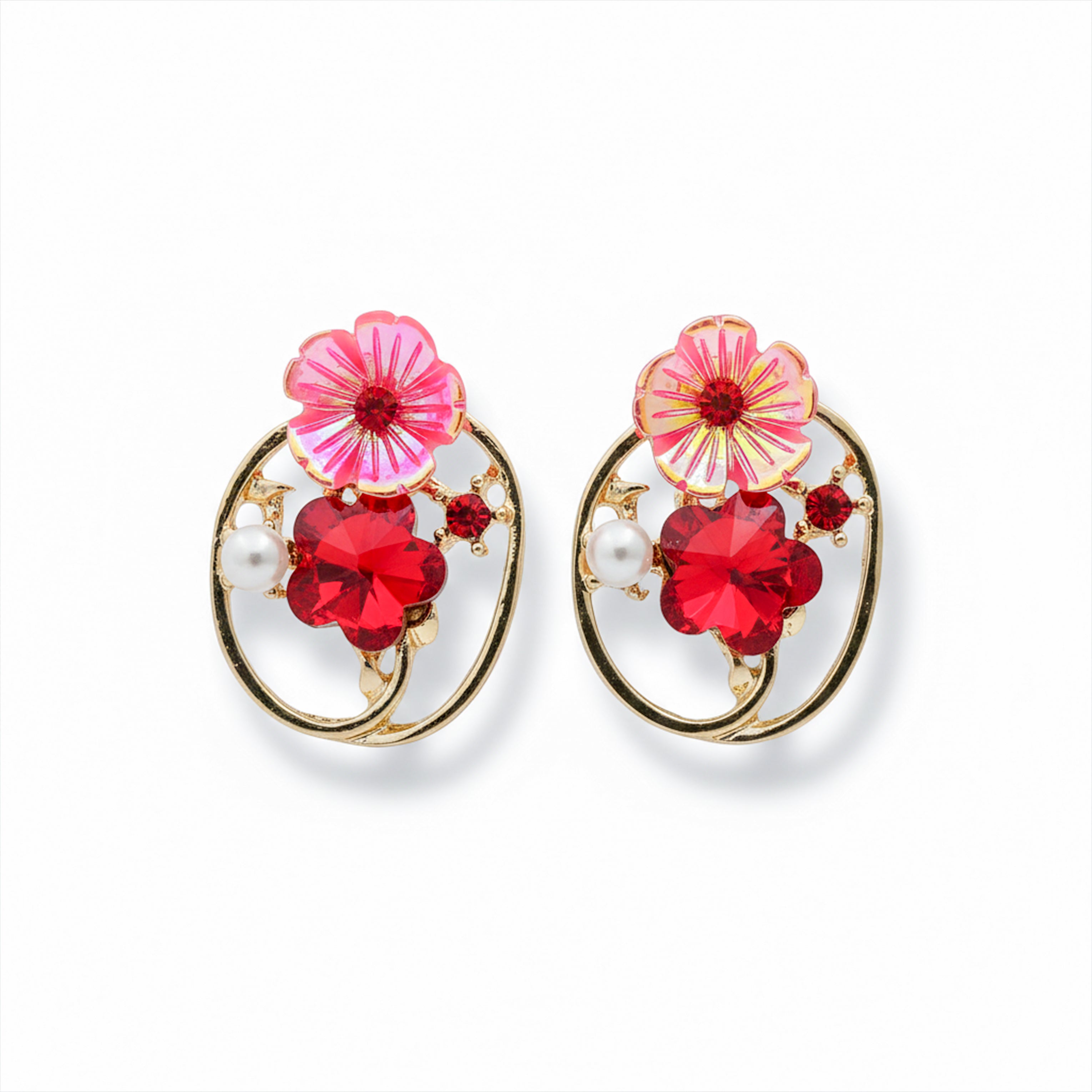 Ruby Petal Charm Earrings