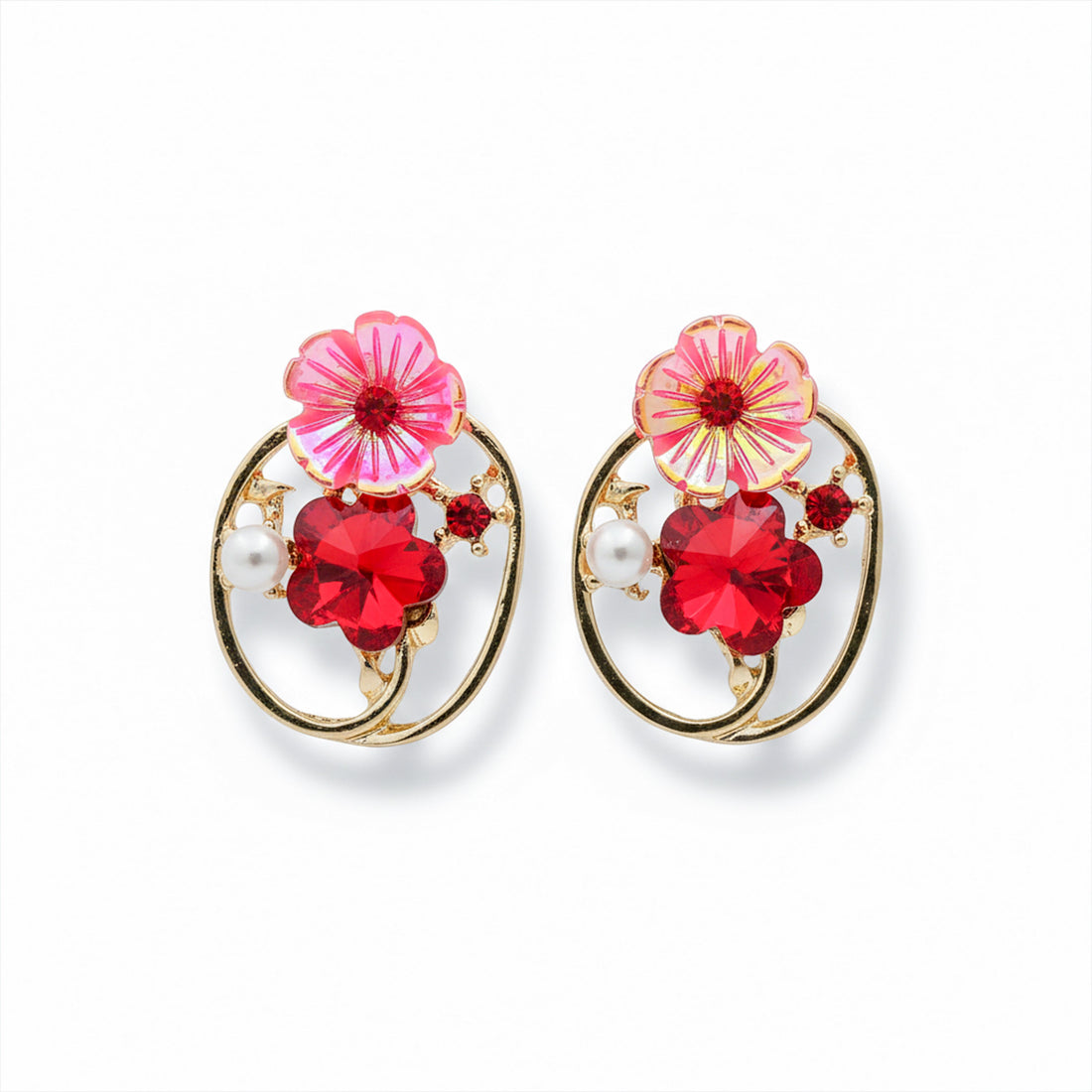 Ruby Petal Charm Earrings
