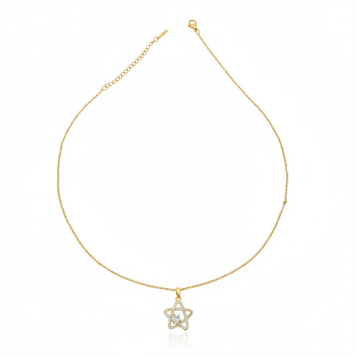 Luxury Crystal Star Gold Pendant Necklace