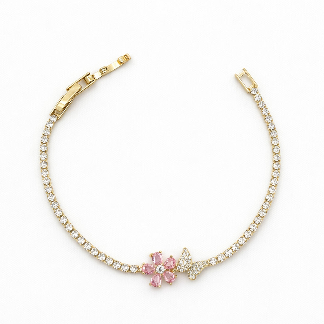 Celestial Pink Blossom Tennis Bracelet