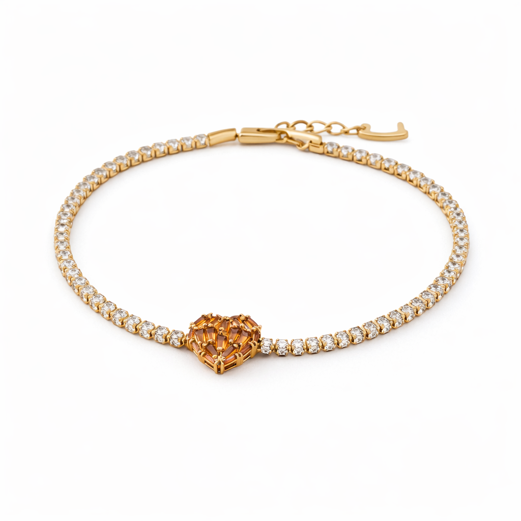 Designer Heart Diamond Tennis Bracelet