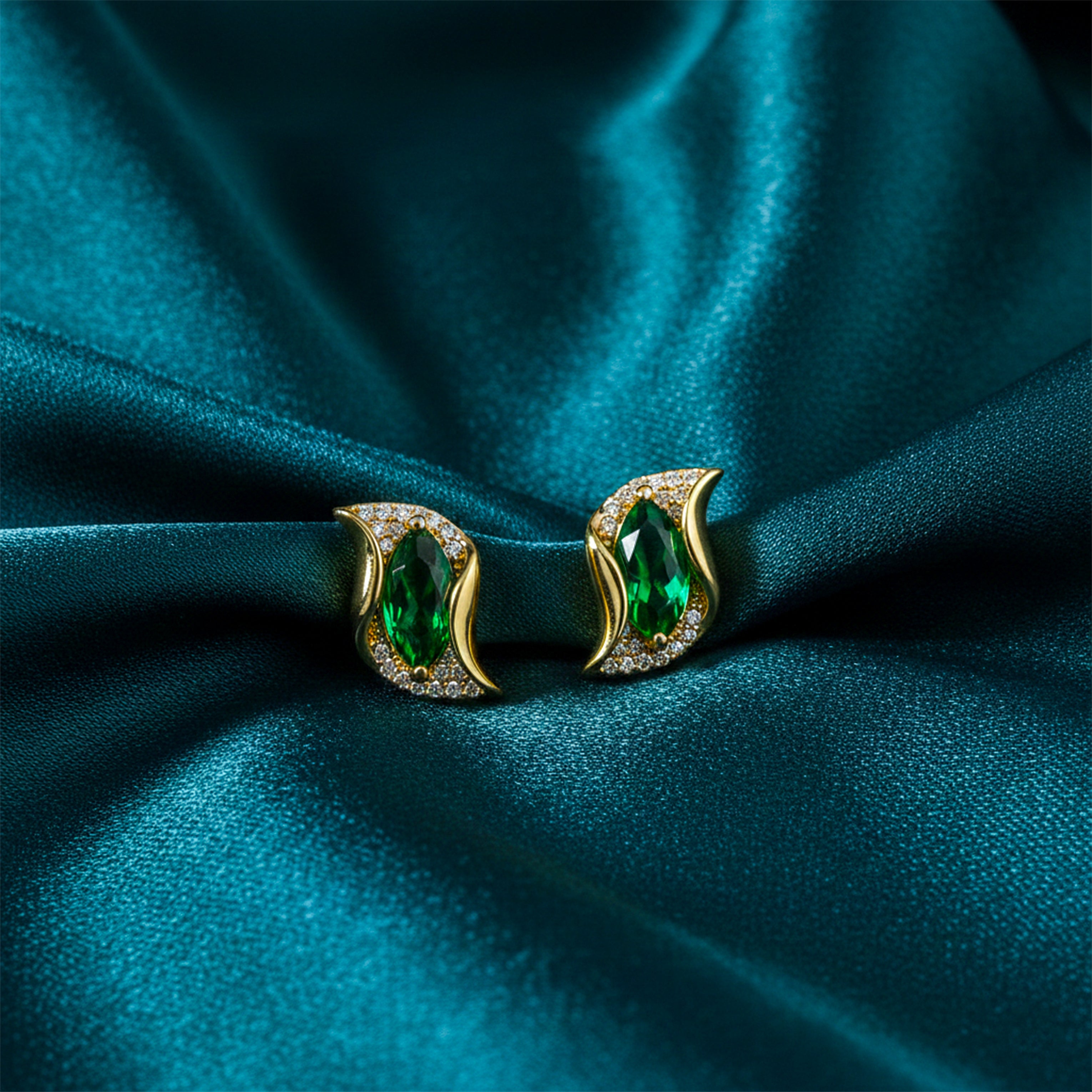 Velvet Green Luxe Curve Earrings