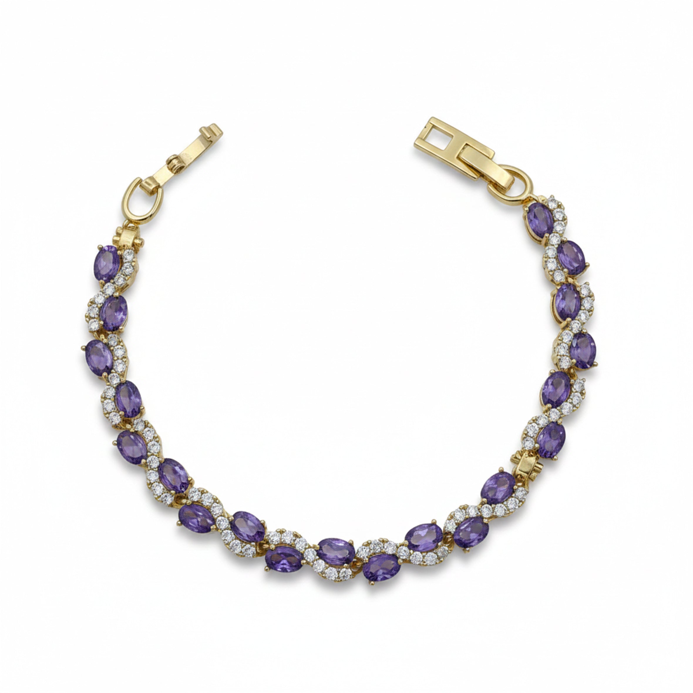 Oval Amethyst Halo Diamond Bracelet