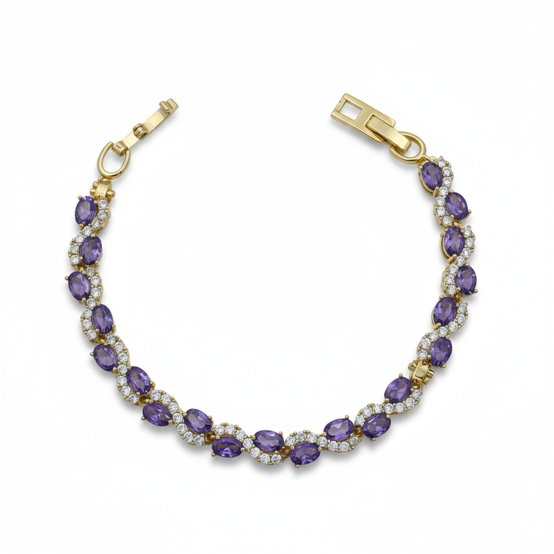 Oval Amethyst Halo Diamond Bracelet