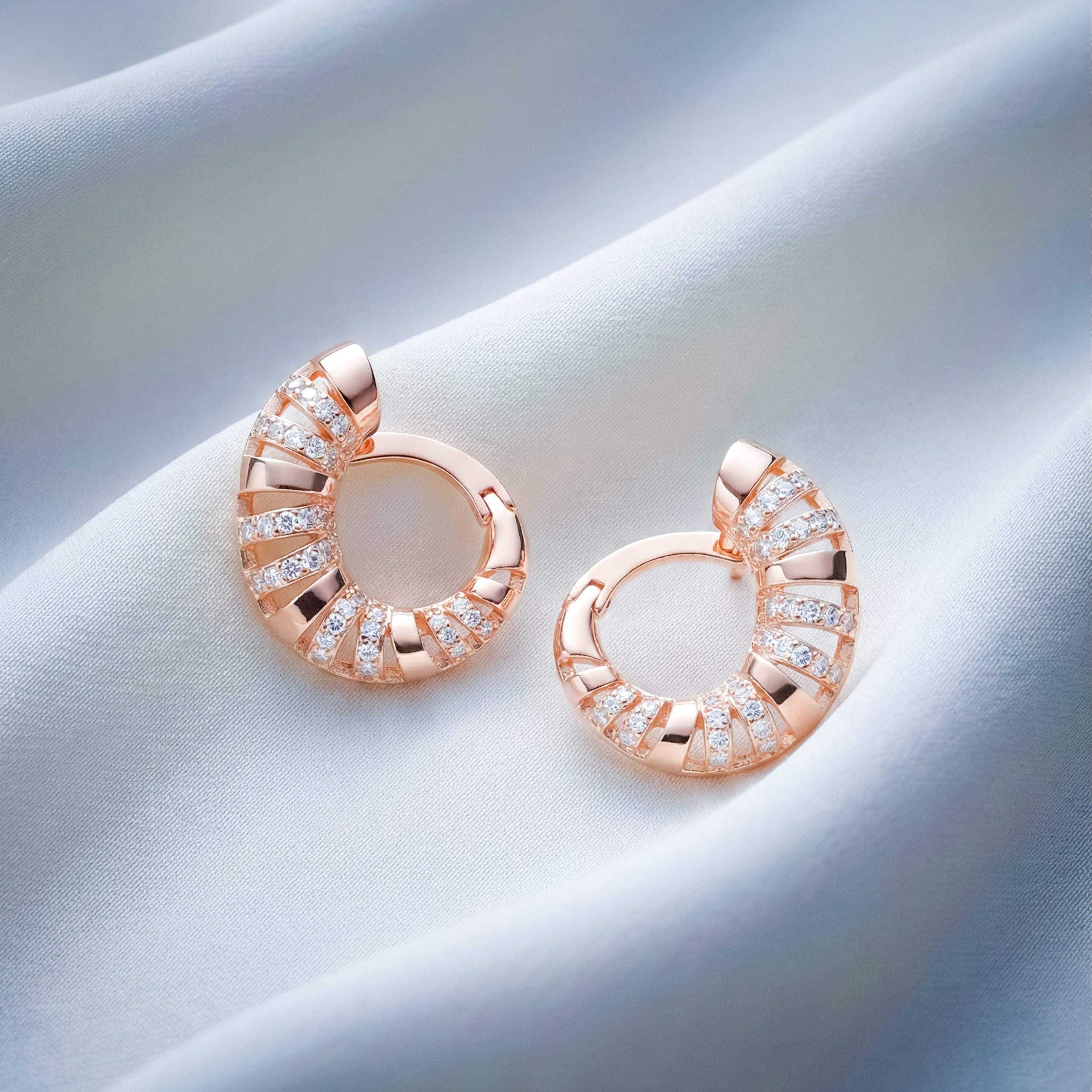 Diamond Enamel Hoop Earrings