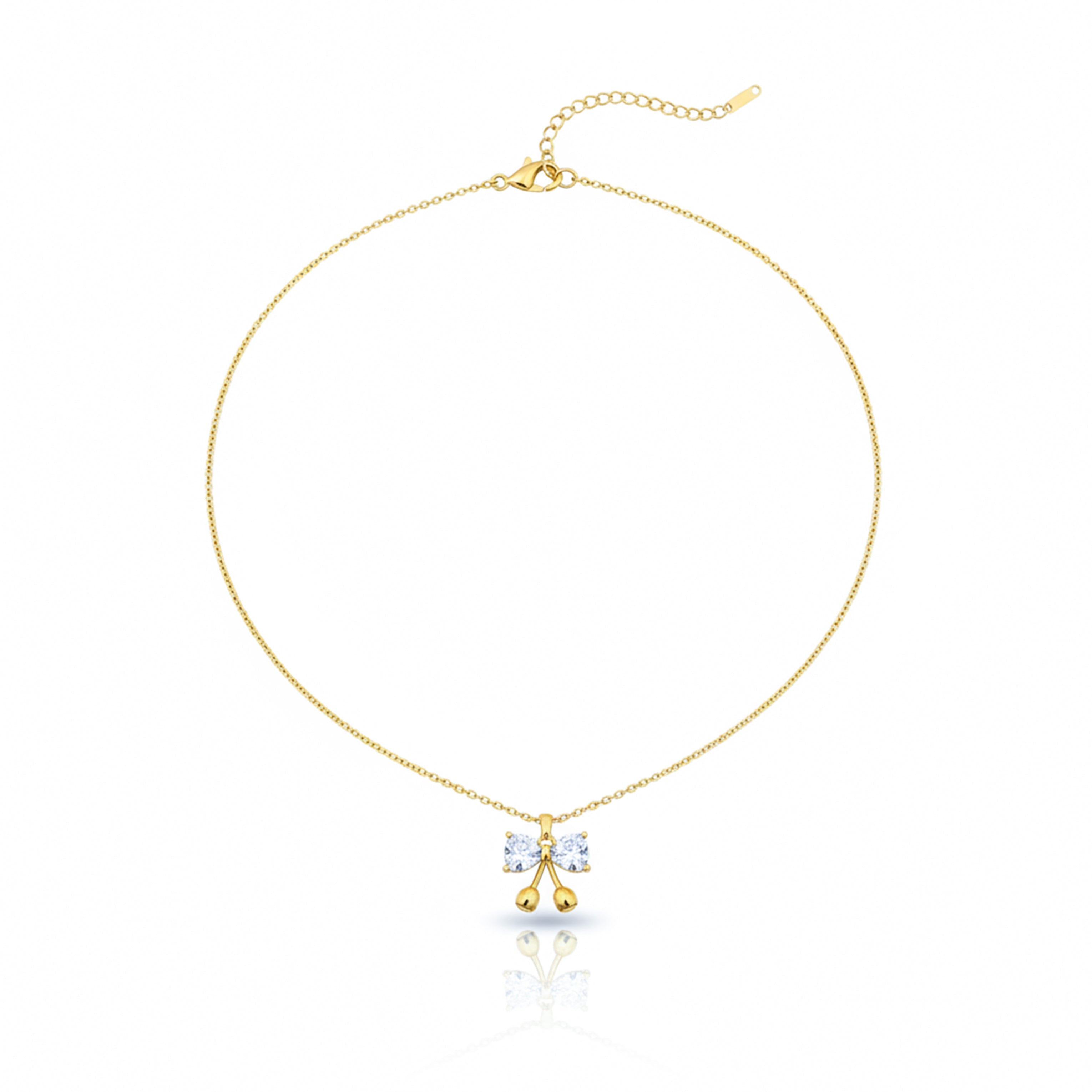 Princess Crystal Bow Pendant Necklace